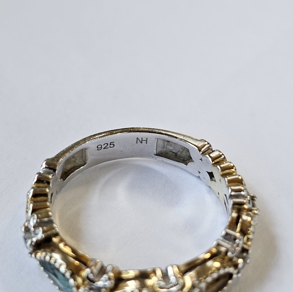 Authentic Michael Valitutti Multi Gemstone Ring Palladium Silver & 18k Sz 8! - Picture 6 of 6